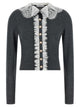 Self Portrait 'Grey Lace Collar Knit' Cardigan