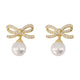 Self-Portrait Bow Pearl Earrings - - Metal - Gold