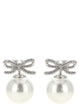 Self Portrait 'Crystal Bow Pearl Back' Earrings