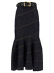Self Portrait 'Indigo Denim Belted Midi' Skirt