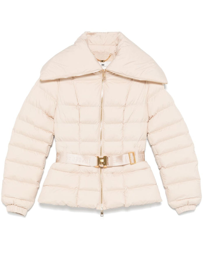 Elisabetta Franchi Short Down Jacket With Belt