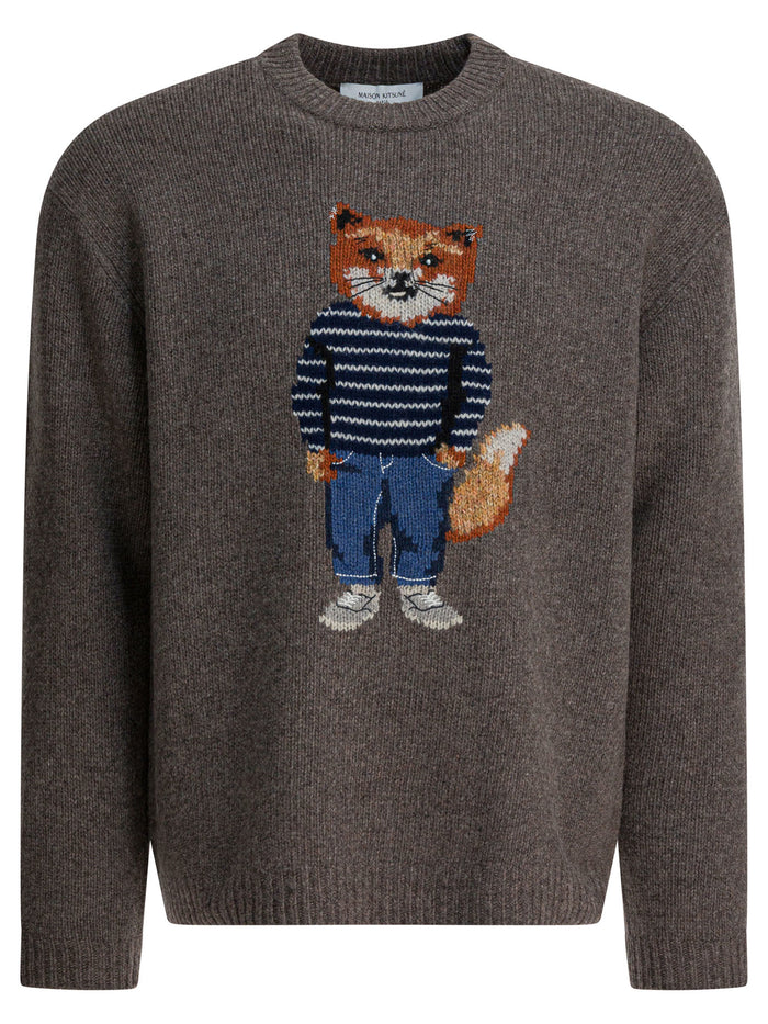 Maison Kitsuné Grey Wool Blend Cardigan
