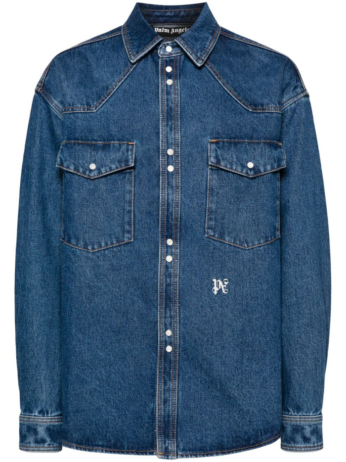 Palm Angels Lw Monogram Denim Shirt