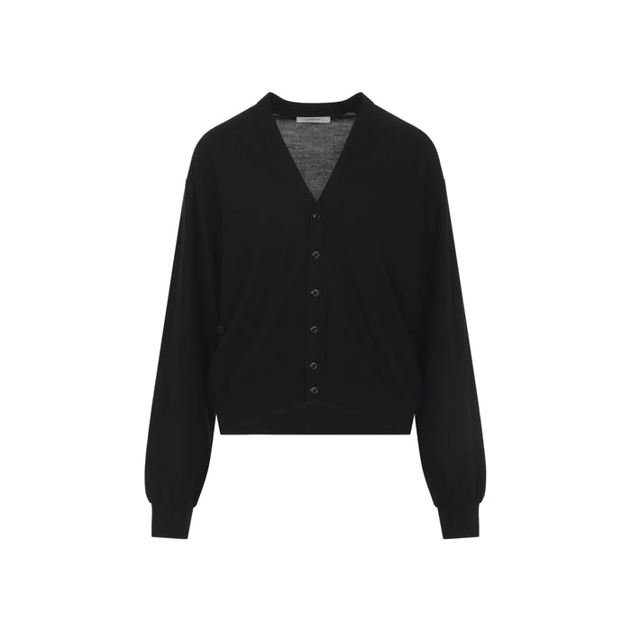 Lemaire Black Asymmetric Woolblend Cardigan