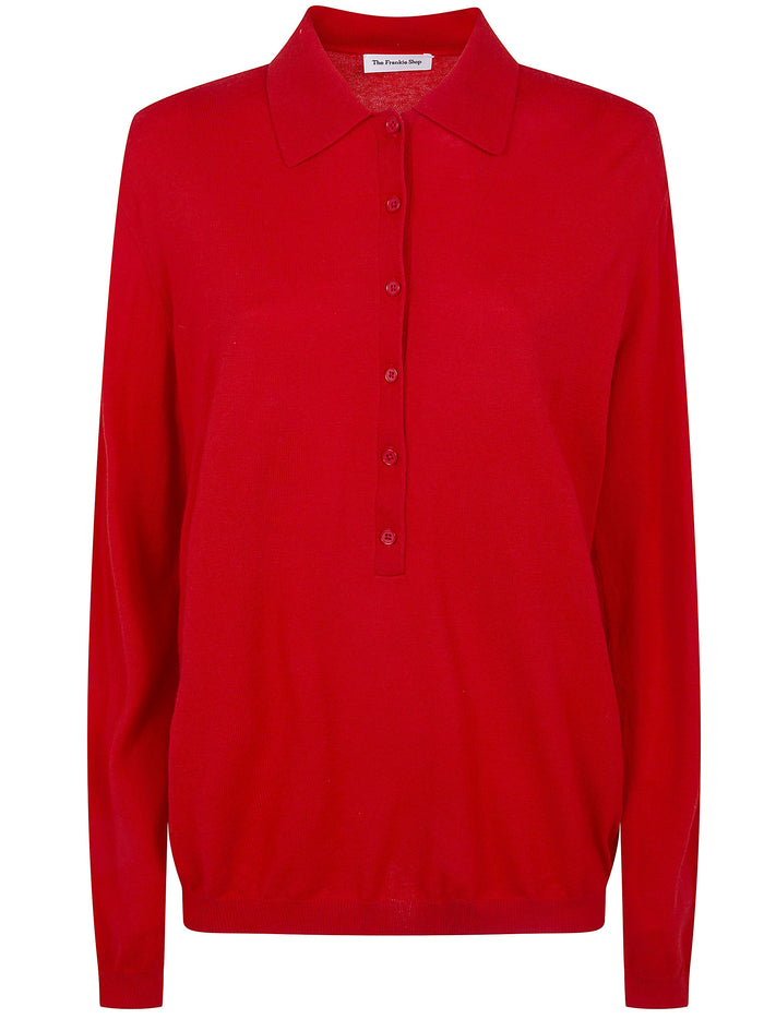 The Frankie Shop "Tala" Knit V-Neck Polo