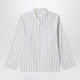 Tekla White Pajama Shirt With Light Blue Stripes