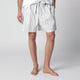Tekla White Shorts With Light Blue Stripes