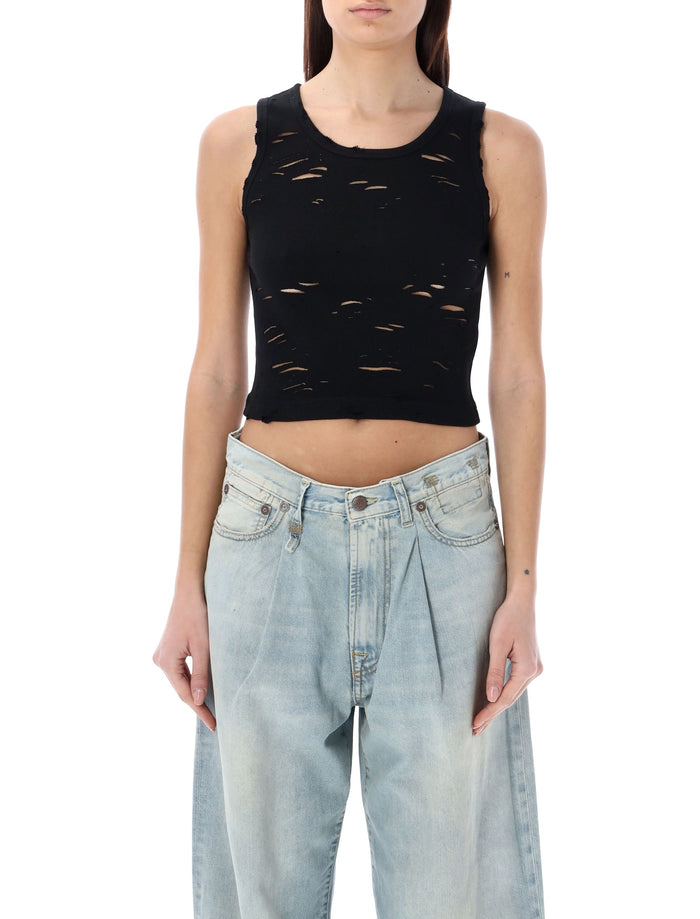 R13 R13 Black Distressed Rib Tank