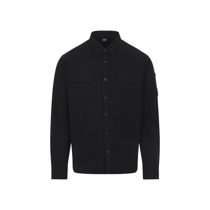 C.p.company Black Ls Cotton Shirt