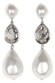 Self-Portrait Pearl Crystal Droplet Earrings