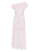Self-Portrait Pink Polyamide Rhinestone Lace Midi Dress