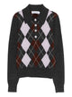 Self-Portrait Anthracite Ls Polo Brown Diamonds