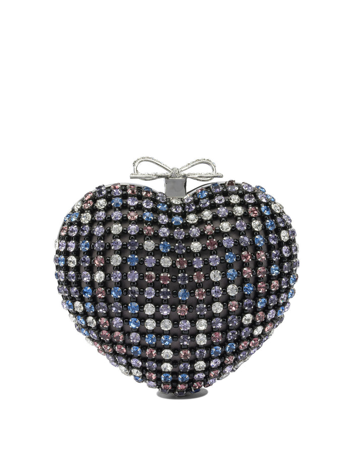 Self-Portrait Heart Clutch With Crystals