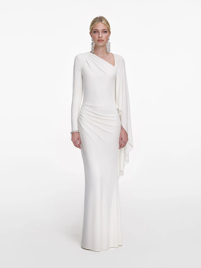 Self-Portrait Jersey Drape Maxi Dress