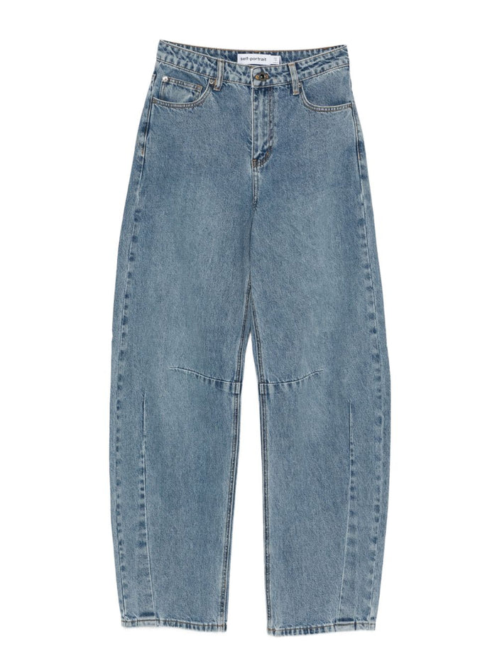 Self-Portrait Wide Leg Denim Jeans