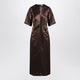 Loulou Studio Long Brown Dress In Linen And Silk
