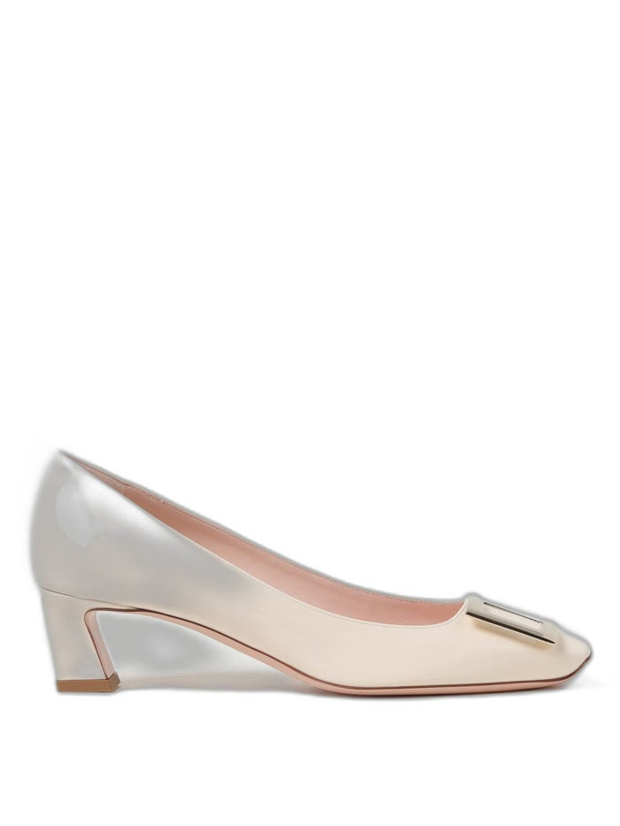 Roger Vivier White Trompette 45 Leather Pumps