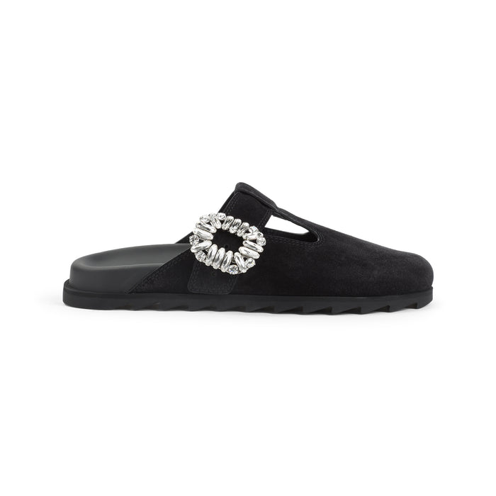 Roger Vivier Black Suede Mule Slidy Viv