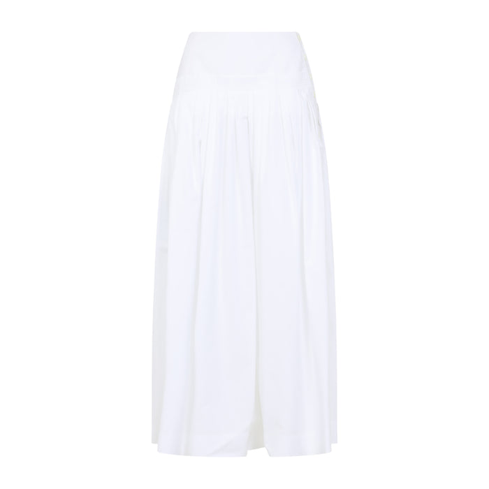 Lanvin White Basque Cotton Midi Skirt