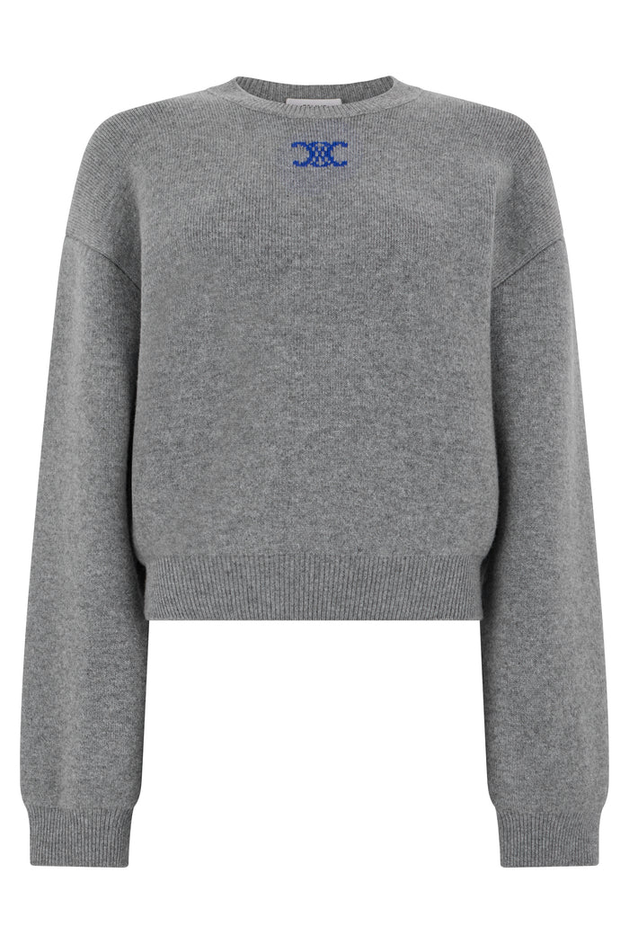 Celine Gray Melange Crop Sweater