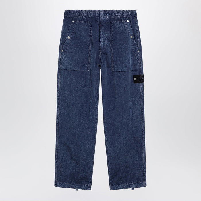 Stone Island Loose-Fit Fatigue Pants In Compact Nylon In Blue