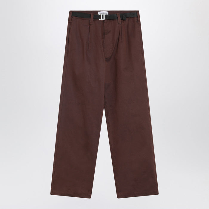 Stone Island Tobacco-Coloured Cotton Blend Trousers