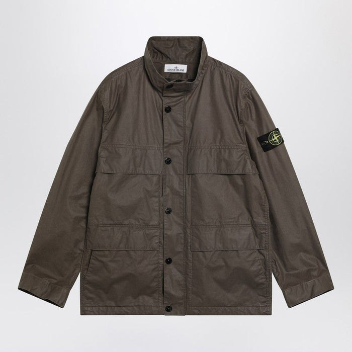 Stone Island Brown Waxed Cotton Canvas Field Jacket