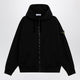 Stone Island Organic Cotton Hooded Zip Sweatshirt In Black