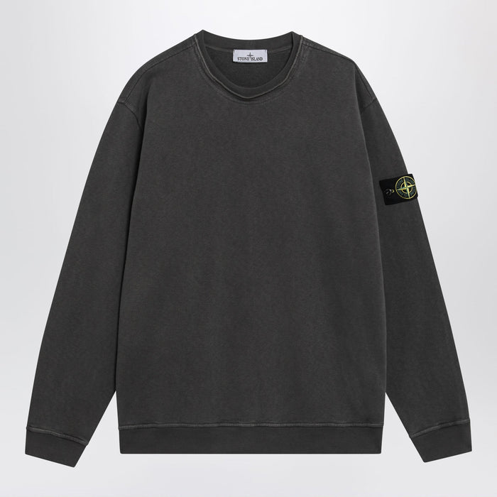 Stone Island Crewneck Sweatshirt In Slub Cotton, Grey