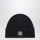 Stone Island Navy Blue Wool Beanie With Compass Patch