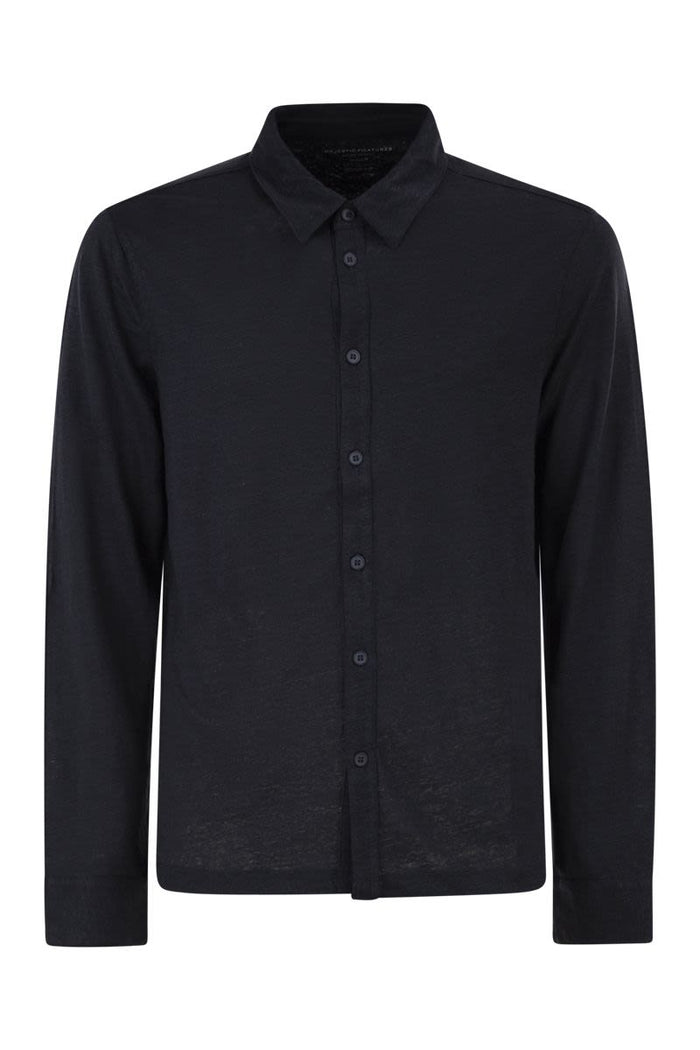 Majestic Stretch Linen Shirt With Front Button Fastening