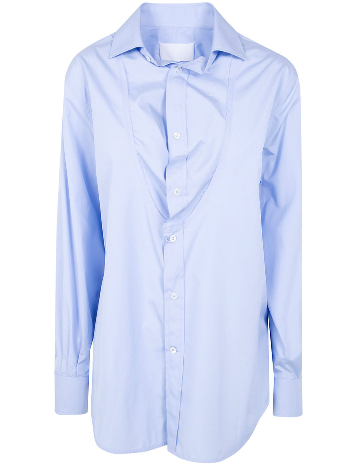 Maison Margiela Light Blue Blouse With Folded Collar