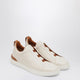 Zegna White Leather Triple Stitch Sneakers