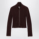 Mm6 Maison Margiela Chocolate Rib-Knit Zip Cardigan