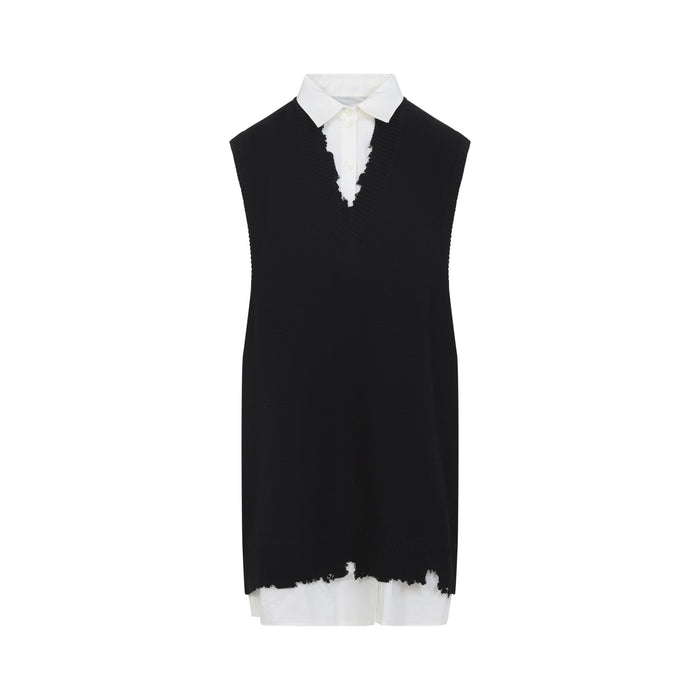 Mm6 Maison Margiela Black Cotton Mini Dress