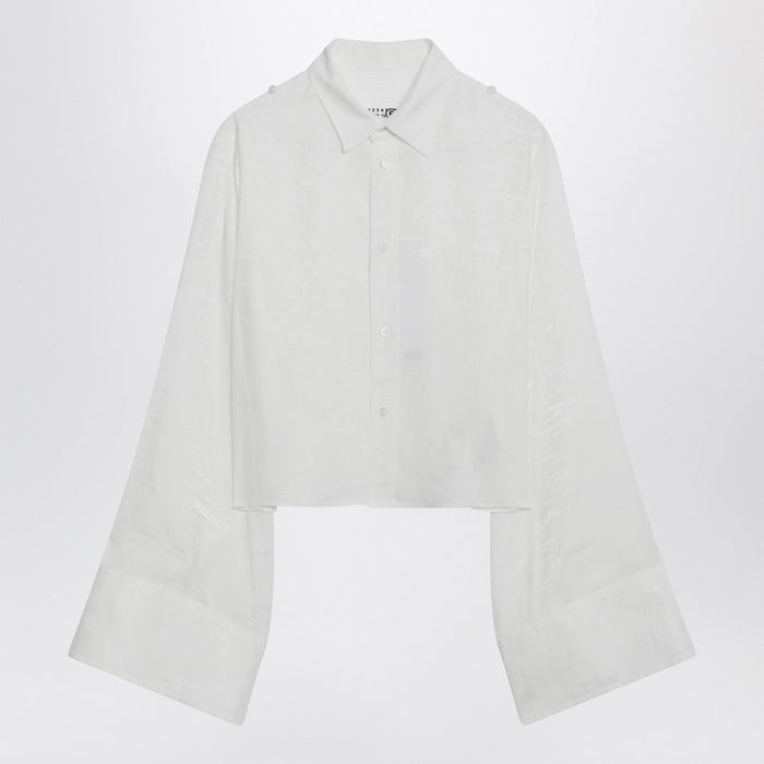 Mm6 Maison Margiela White Shirt With All-Over Logo Graphic