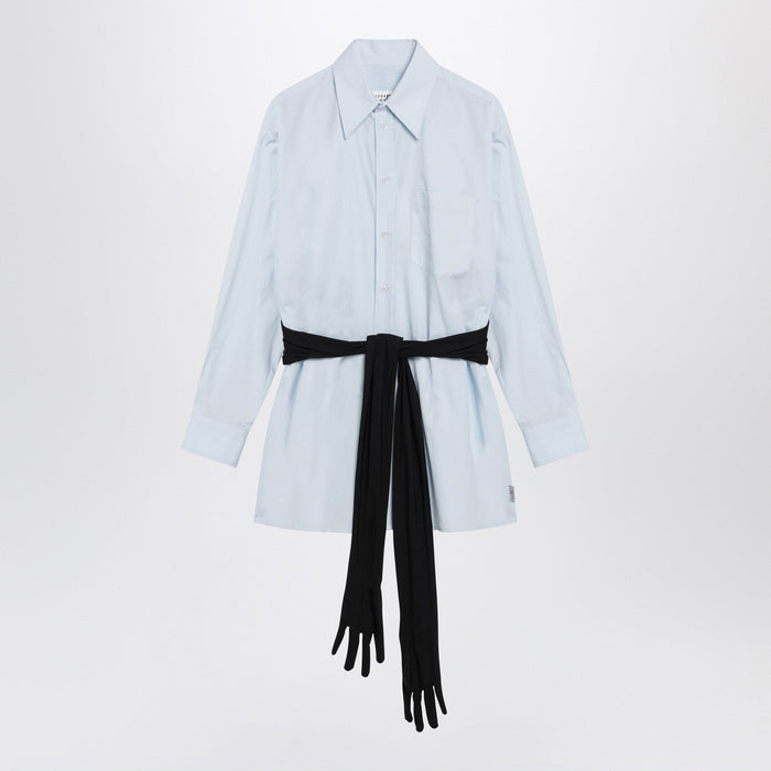 Mm6 Maison Margiela Light Blue Cotton Shirt With Gloves