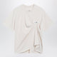 Mm6 Maison Margiela Écru Draped T-Shirt With Logo Patch