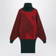 Mm6 Maison Margiela Red/Forest Green Jacquard Knit Mini Dress In Wool