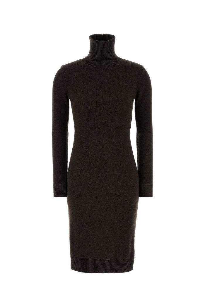 Mm6 Maison Margiela Dark Brown Wool Blend Sweater Dress