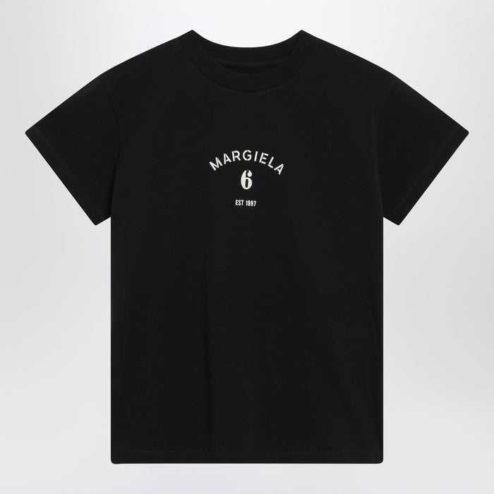 Mm6 Maison Margiela Black T-Shirt With Logo Print