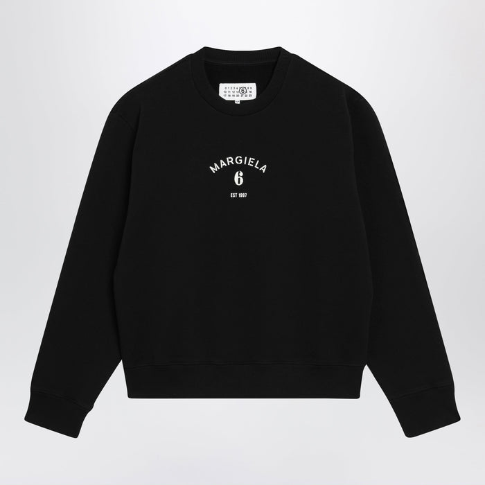 Mm6 Maison Margiela Numeric Signature Crewneck Sweatshirt In Black Cotton