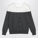 Mm6 Maison Margiela Knit Cardigan With Sheer Yoke In Cotton Dark Grey