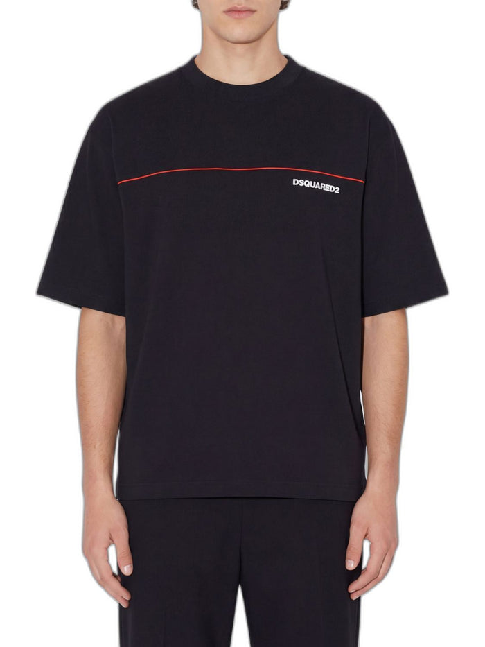 Dsquared2 Loosefit Cotton Jersey Tshirt With Logo In Black