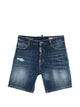 Dsquared2 Navy Blue Cotton Distressed Effect Shorts