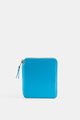 Comme Des Garçons Wallet Portefeuille Moyen Zippé En Cuir Bleu