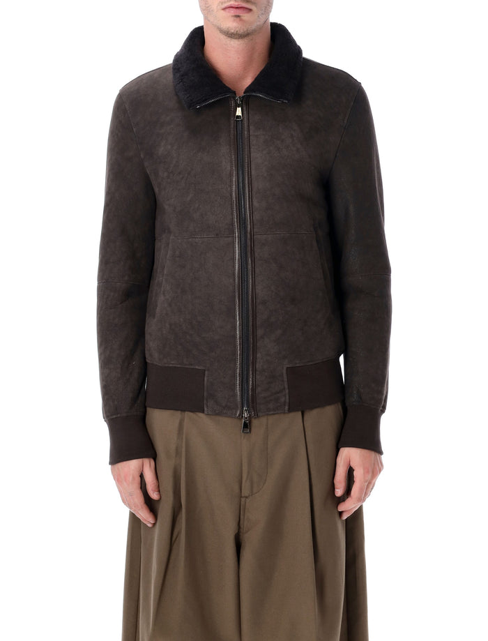 Sword Sword 6.6.44 Brown Shearling Jacket With Fur Collar