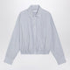 Prada Cropped Checkpattern Shirt In White/Light Blue
