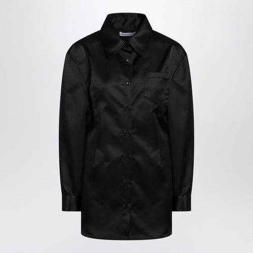 The Frankie Shop Black Satin Shirt Dress