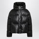 Mm6 Maison Margiela Hooded Down Jacket In Glossy Leather Black